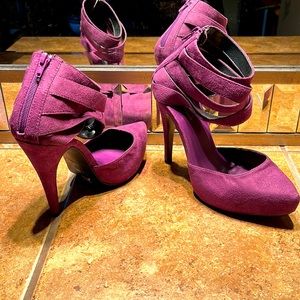 Michael Antonio Sexy Purple Faux Suede Sandals
